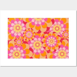 Orange & Pink Floral Design Posters and Art